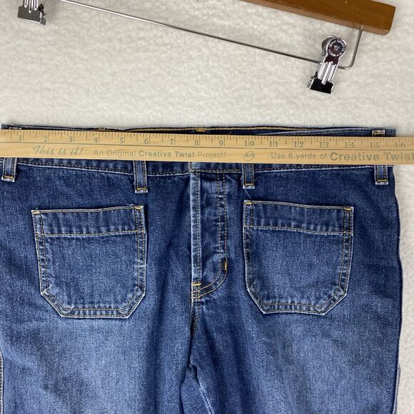 Vtg Abercrombie & Fitch Jeans Womens Size 4 Blue Low Rise Flare Y2K Patch Pocket - Picture 13 of 13
